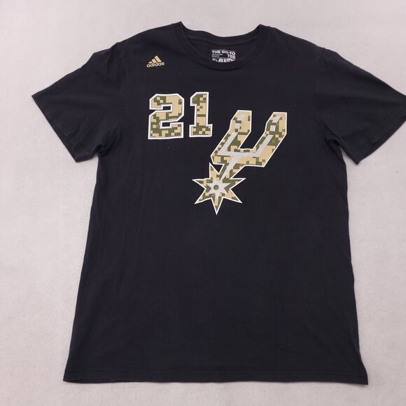 Adidas Antonio Spurts #21 Duncan Casual T-Shirt Adult Mens Size M Black - Picture 2 of 11
